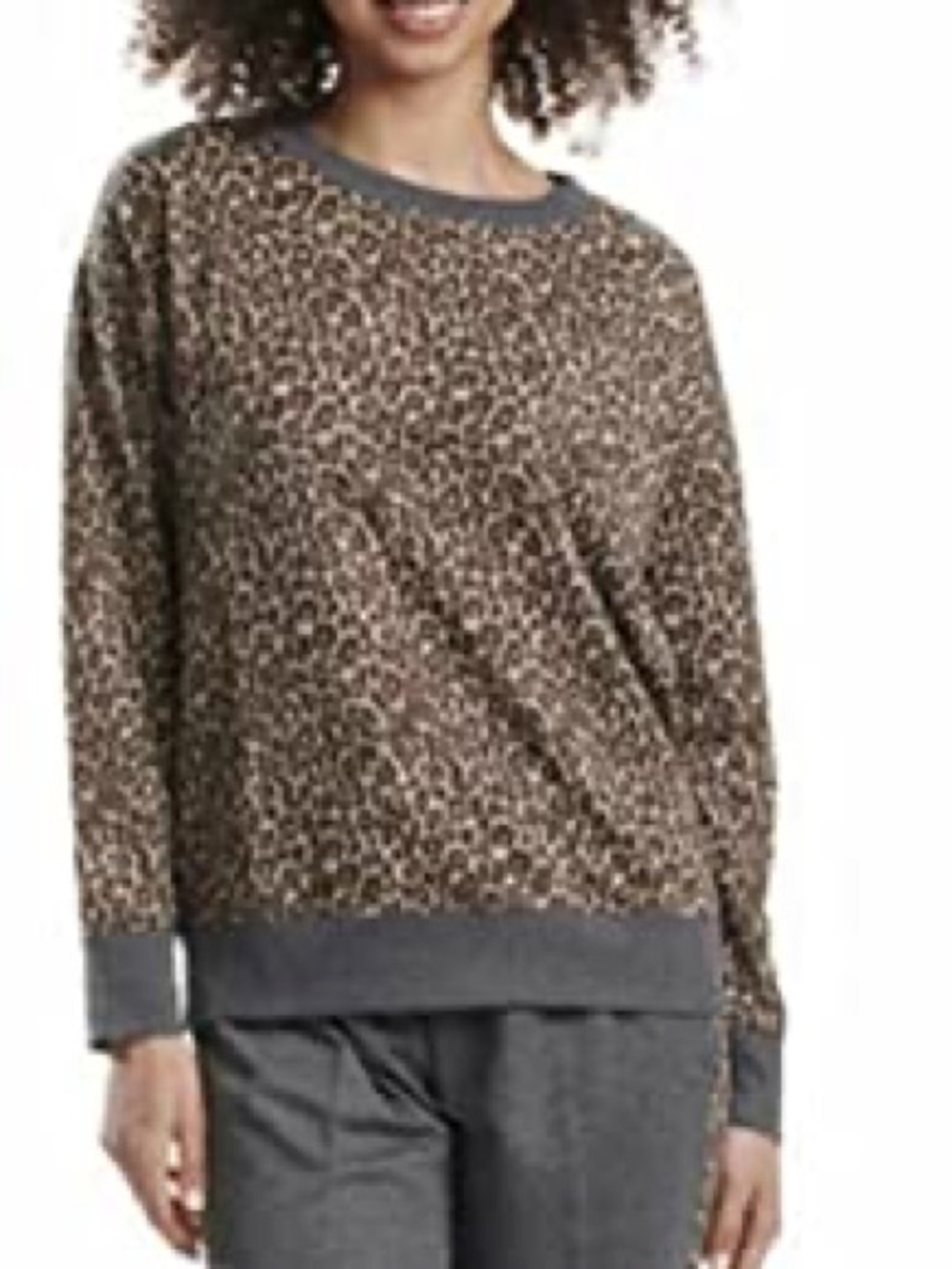 SPLENDID Lively Leopard Print Pullover Sweatshirt Lounge Top XL EUC